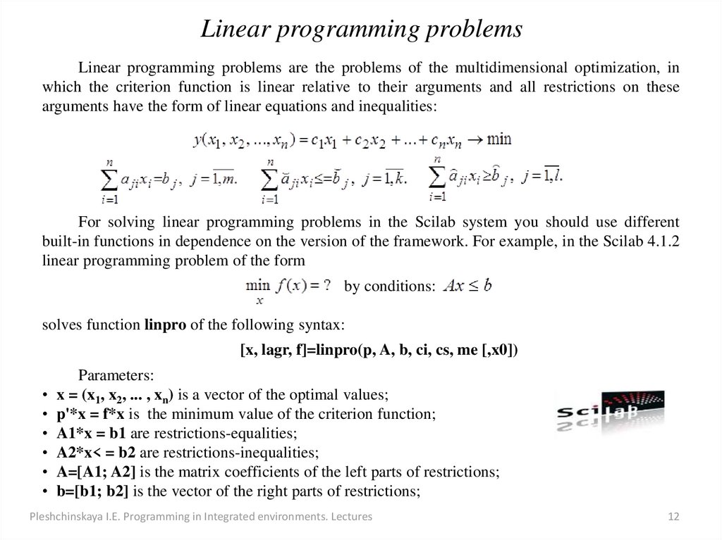 Linear programming problems
