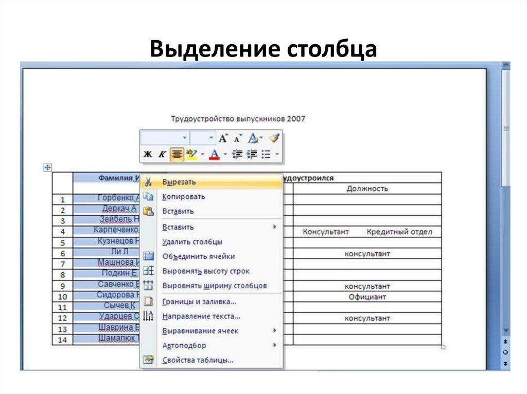 Как выделить столбец. Выделение столбца столбца. Как выделить столбец (Столбцы). Имя выделенного столбца. Как выделить столбик в таблице.