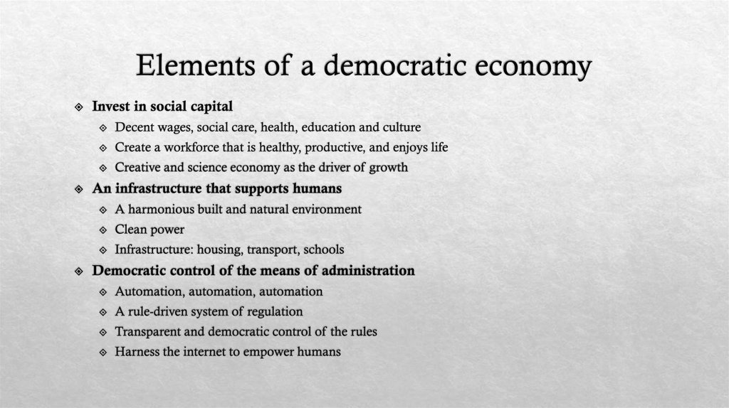 Elements of a democratic economy