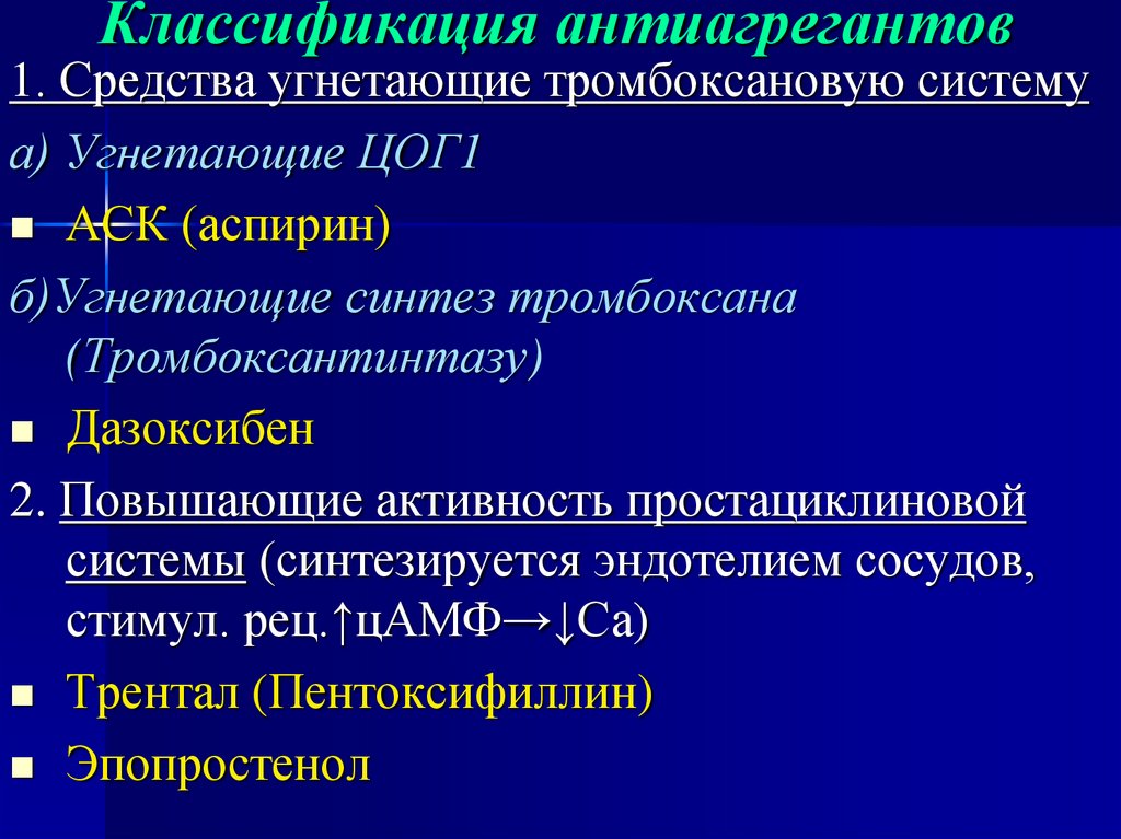 Антиагреганты и антикоагулянты презентация