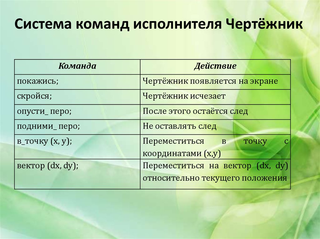 Система команд исполнителя состоит