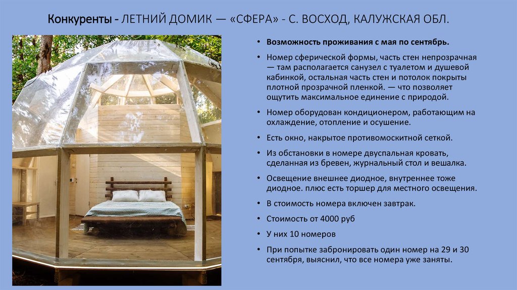 Конкуренты - ЛЕТНИЙ ДОМИК — «СФЕРА» - с. Восход, Калужская обл.