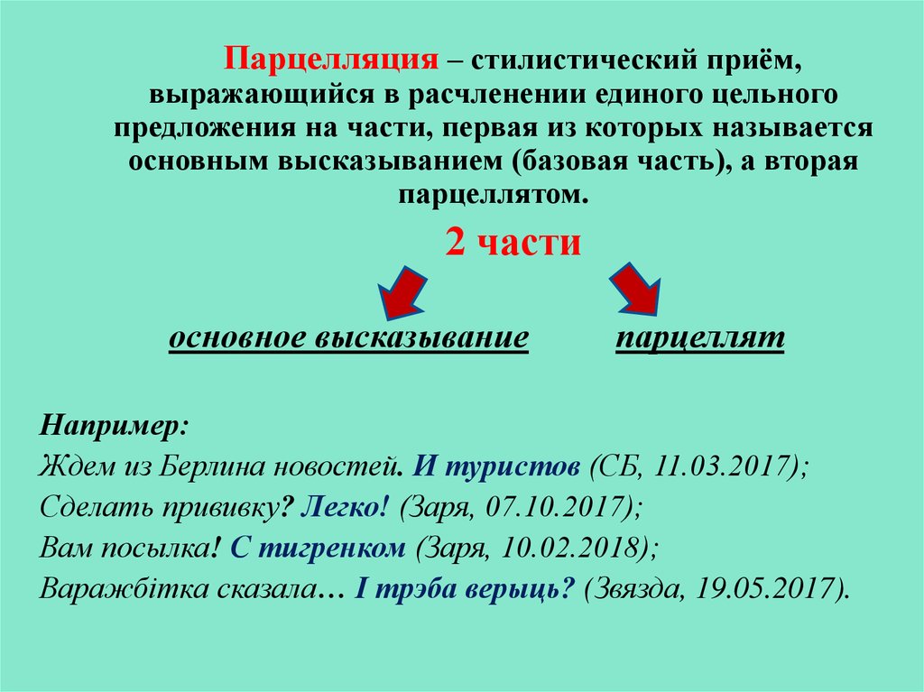 Для синтаксиса научного текста характерны парцеллированные конструкции