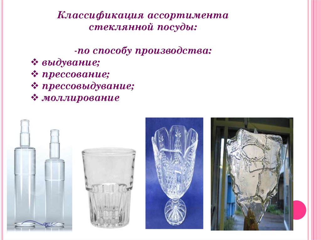 Доклад на тему стекло. Презентация стеклянные товары. Ассортимент стеклянной посуды. Классификация и ассортимент стеклянной посуды. Классификация стеклянных товаров.