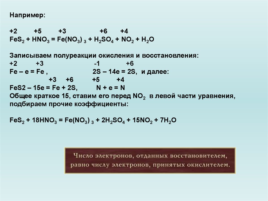 Fes2 hno3 fe no3 3 h2so4 no2. Полуреакции окисления и восстановления. Ролуоеакции окисления. Полуреакции восстановления и оксидения. Fes коэффициенты.