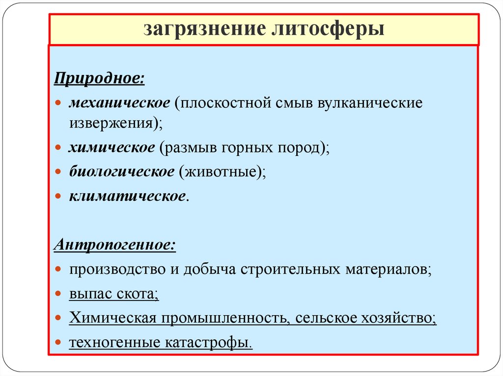 Экологические проблемы литосферы презентация