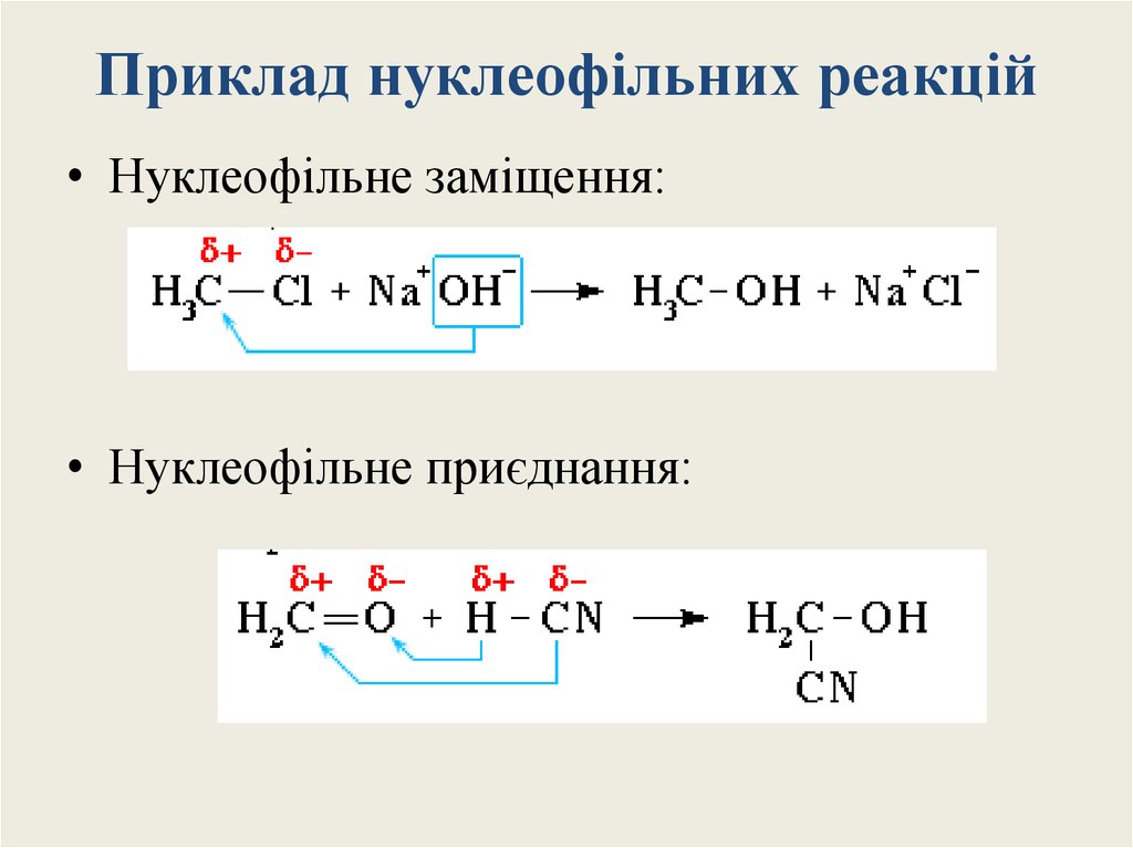 Приклад нуклеофільних реакцій