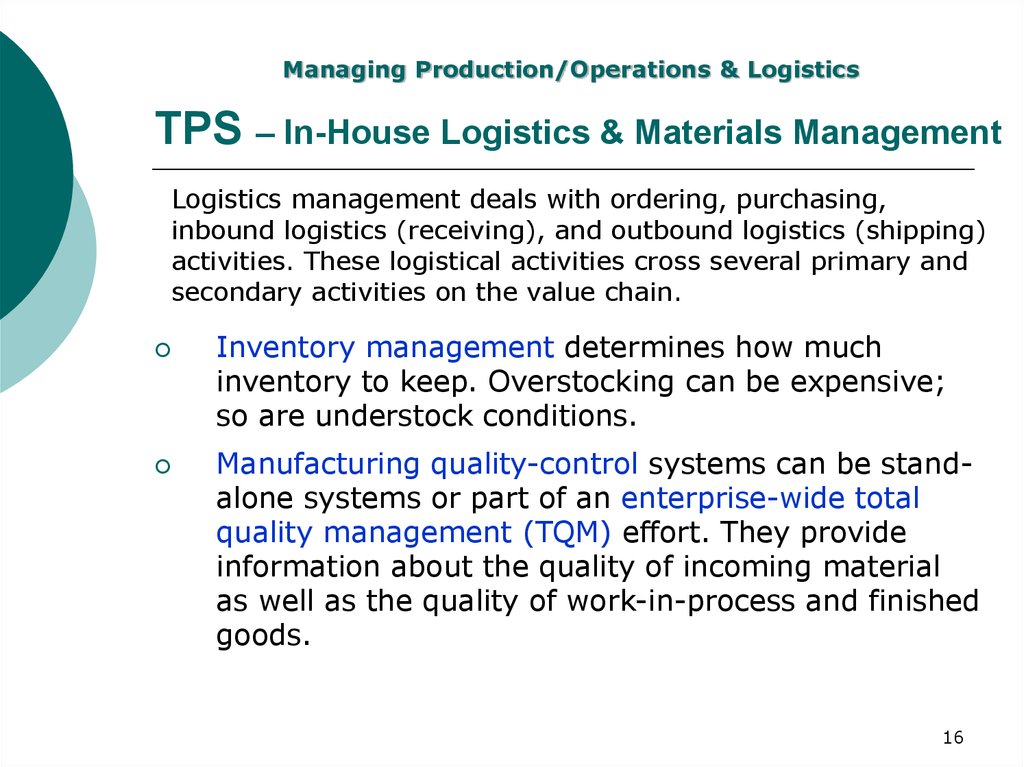 TPS – In-House Logistics & Materials Management