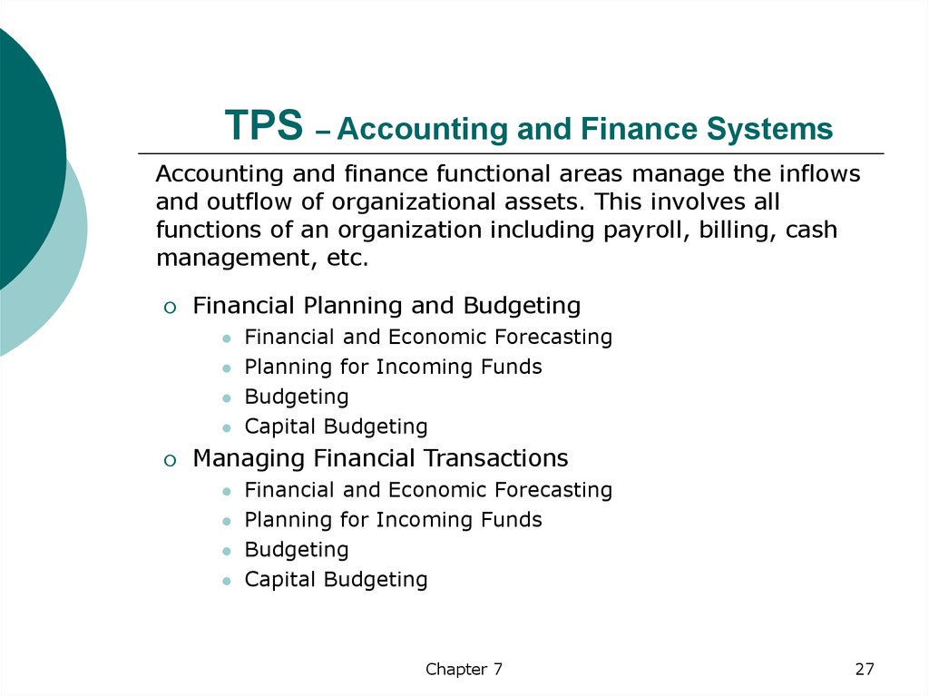 TPS – Accounting and Finance Systems