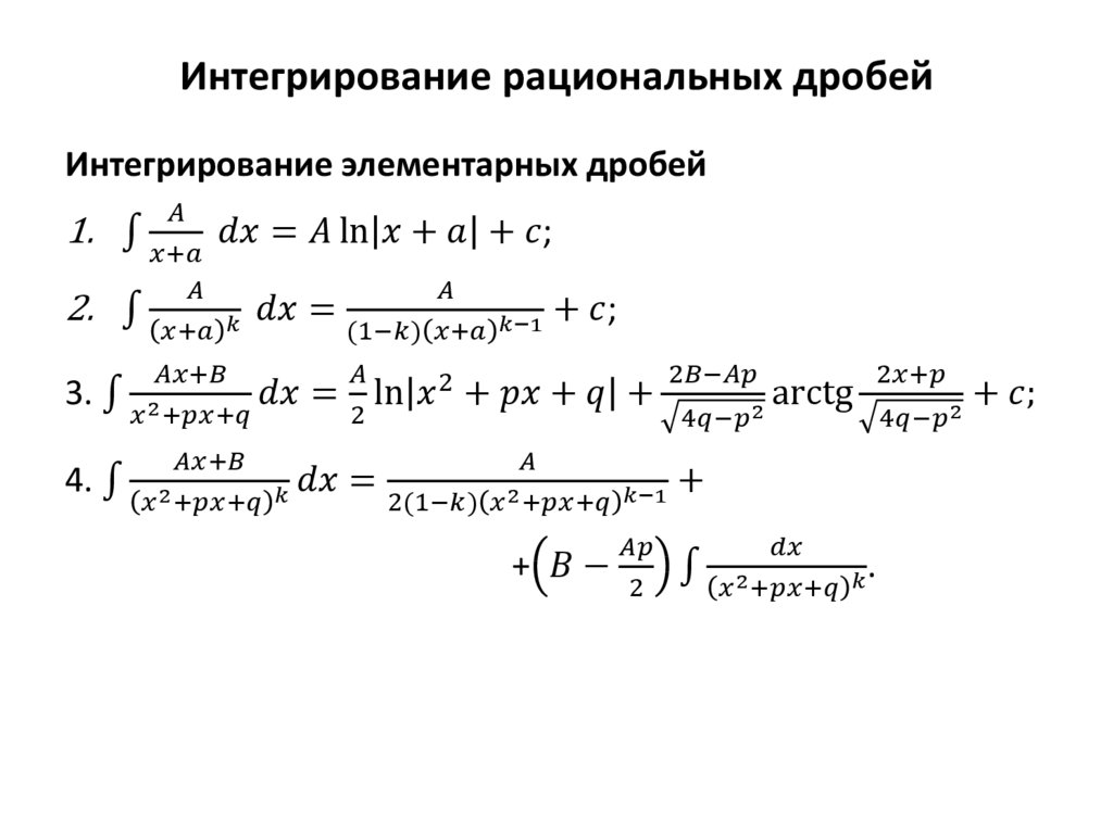 Интегрирование рациональных дробей