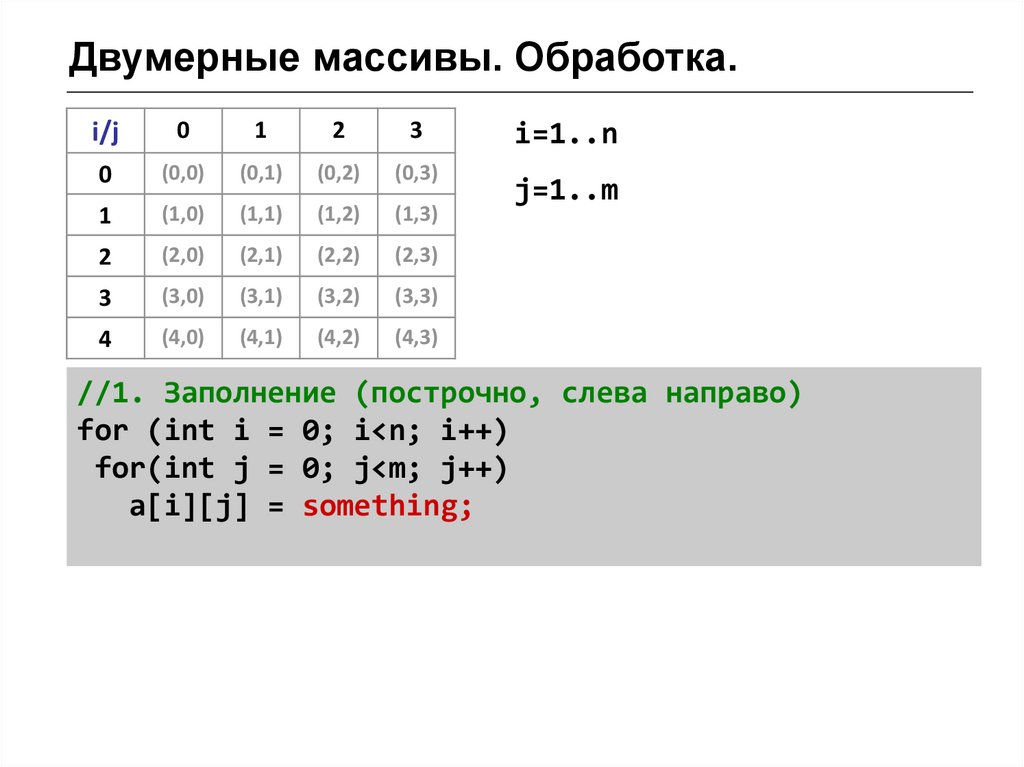 Обработка массивов c