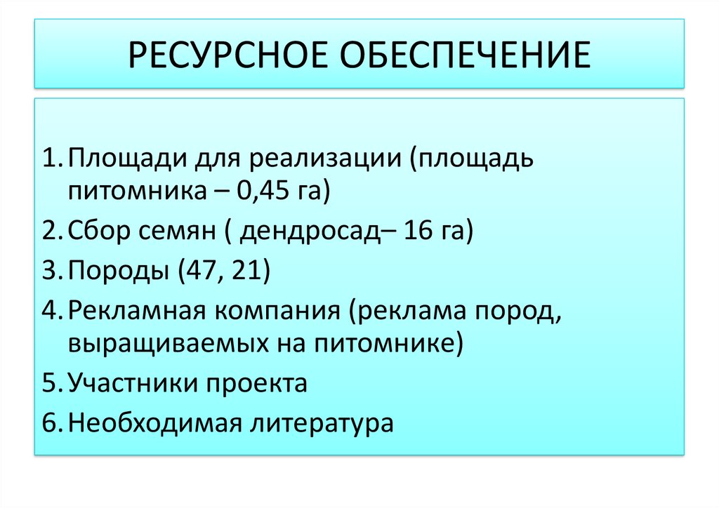 Ресурсное обеспечение проекта что это