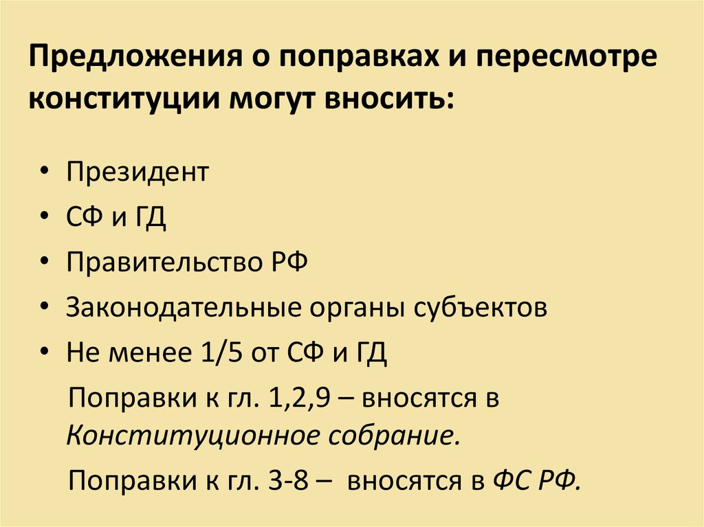 Предложения о поправках и пересмотре конституции