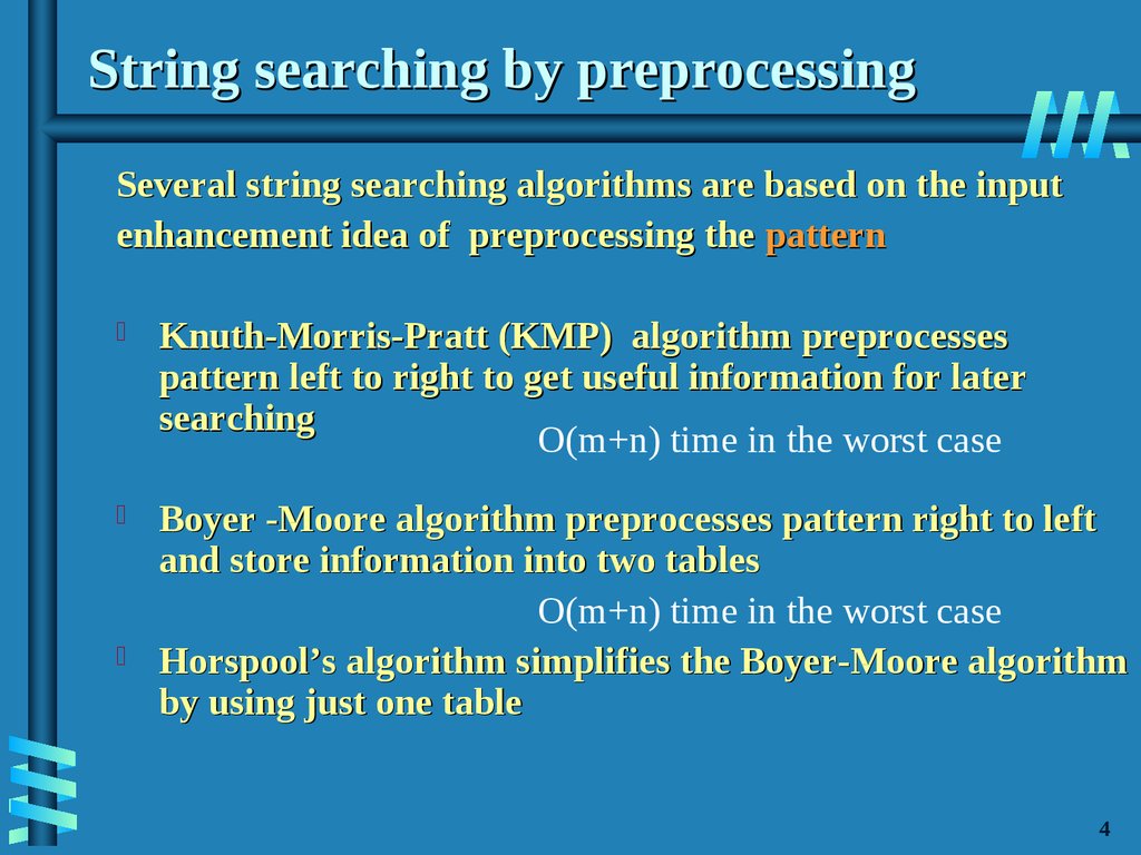String searching by preprocessing
