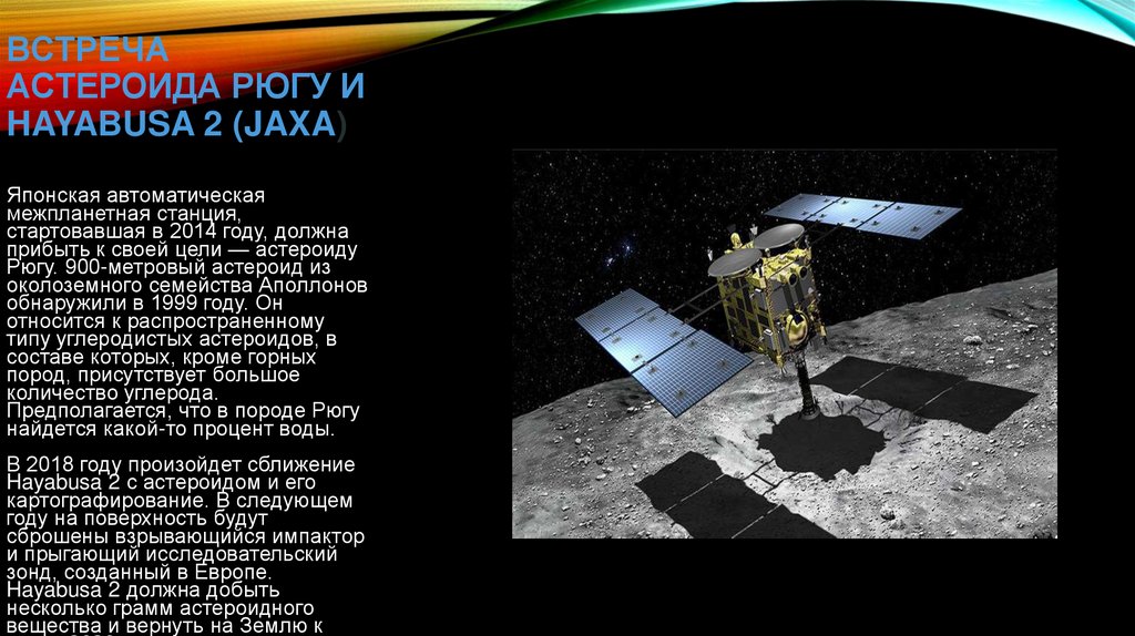Встреча астероида Рюгу и Hayabusa 2 (JAXA)
