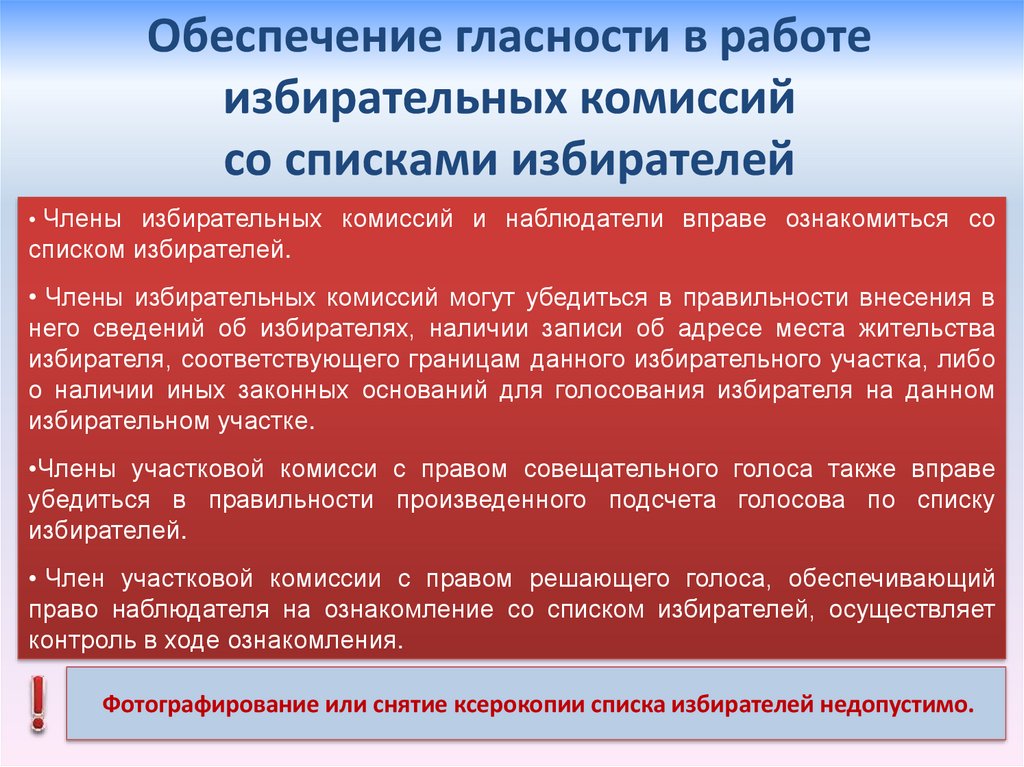 Работа избирательных. Работа со списком избирателей. Работа участковой избирательной комиссии. Работа со списком избирателей в день голосования. Деятельность участковых избирательных комиссий.