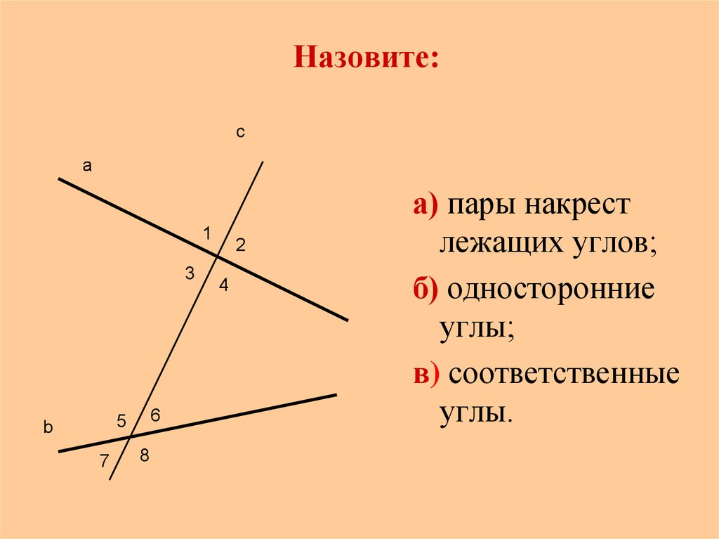 По данным рисунка ответьте на следующий вопрос в какой из указанных пар углы являются соответственно