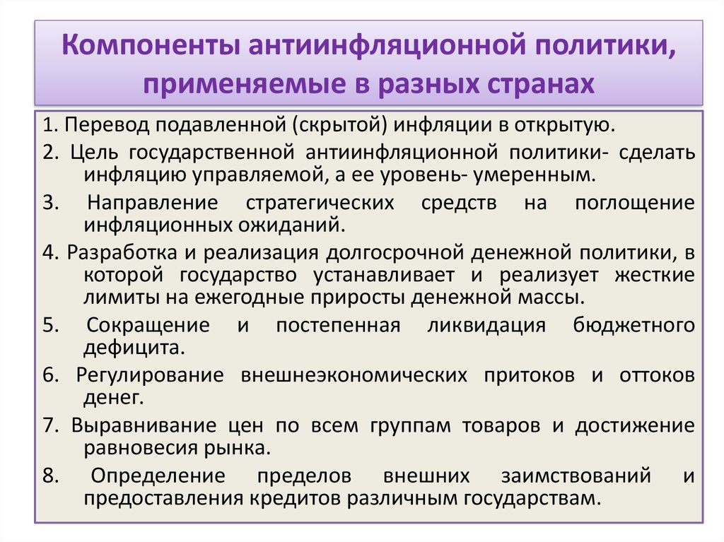 Обоснование необходимости проведения государством антиинфляционной политики