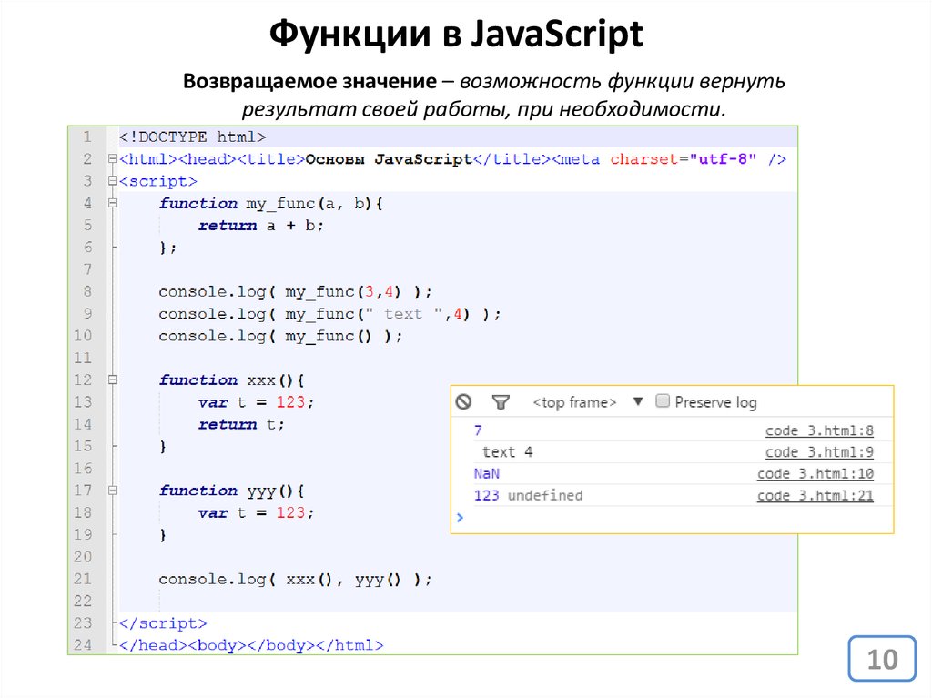 Функции в JavaScript - презентация онлайн