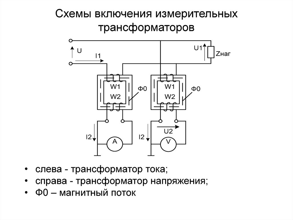 Схемы включения измерительных трансформаторов