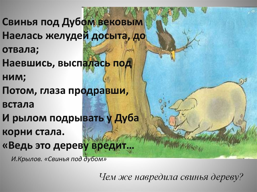 Под дубом слушать. Свинья под дубом басня Крылова 5 класс. Свинья под дубом басня Крылова 5. Басня свинья под дубом 5 класс. Крылов свинья под дубом вековым басня.