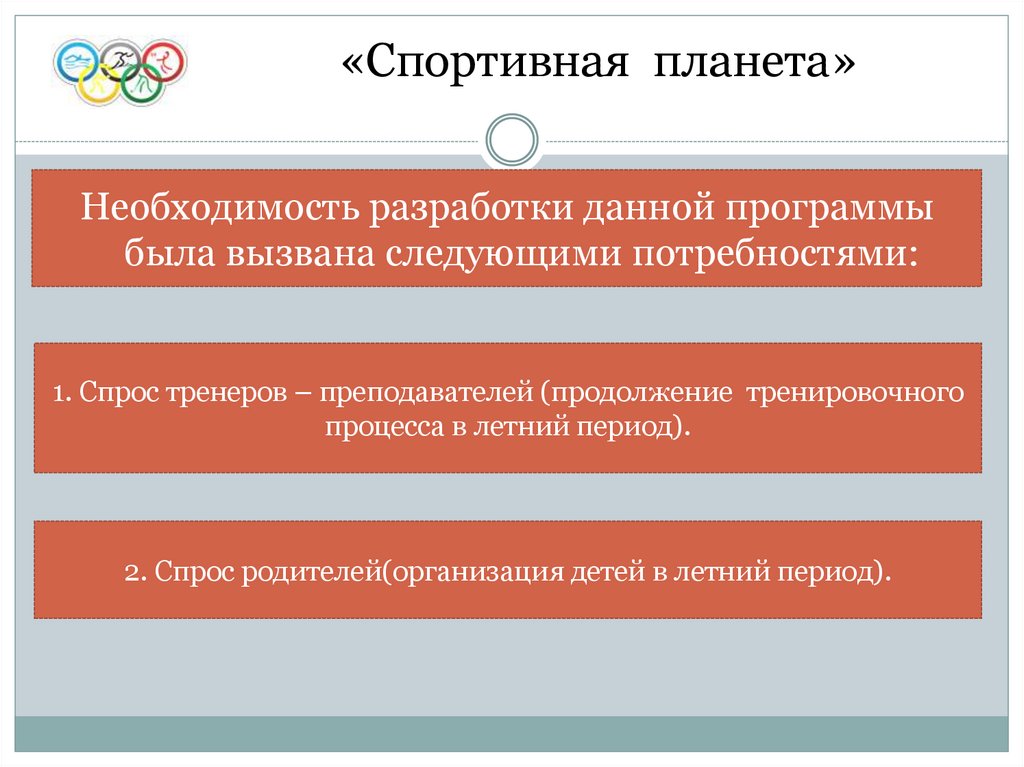 Необходимость разработки программы. Программа "спортивная школа". Необходимость контроля объясняется следующими причинами. Обязательным компонентом любой оздоровительной программы являются. Планета спорт характеристики.