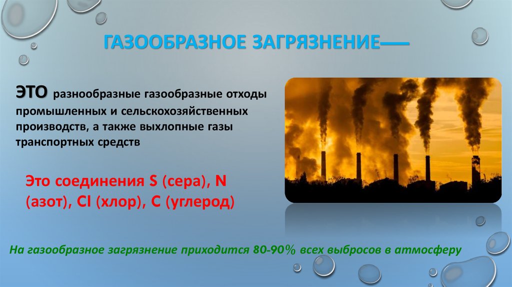 Выберите из списка загрязнители атмосферы сточные воды выхлопные газы парниковые газы нефть радиация