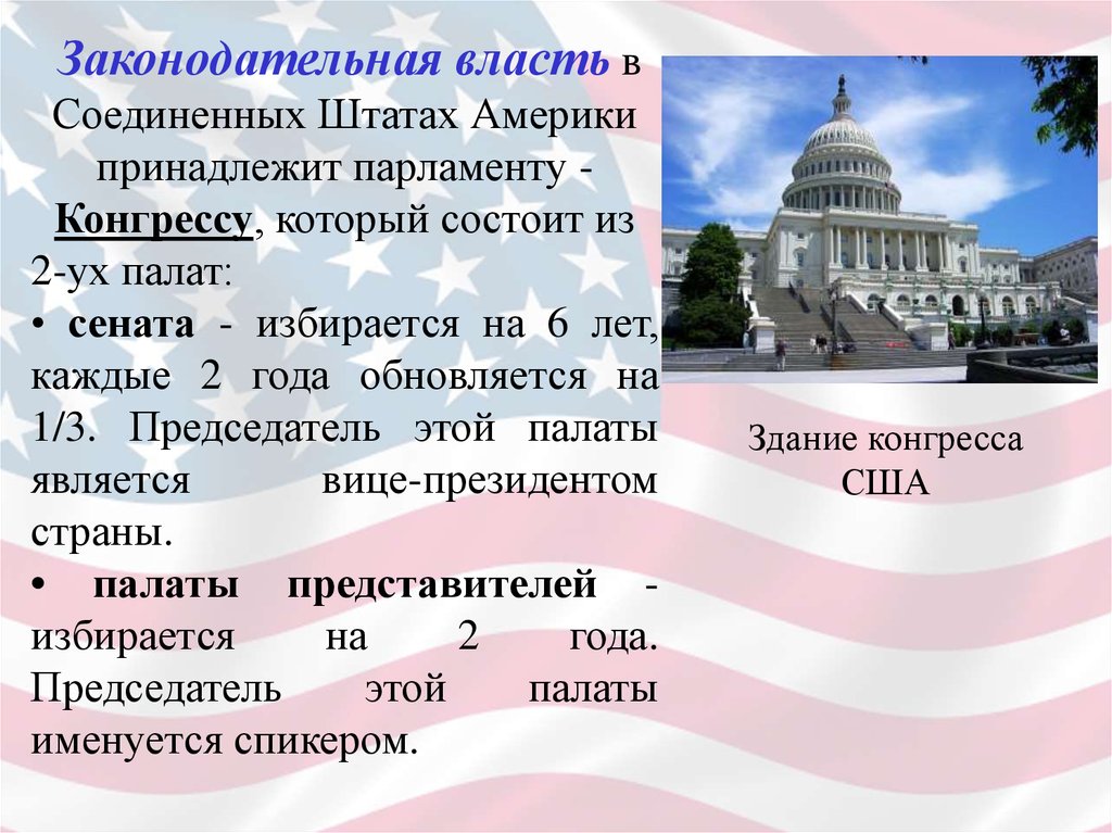 Схема законодательная власть сша