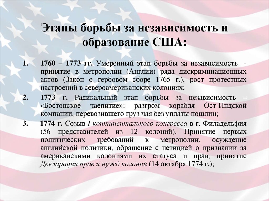 Сложный план образование сша