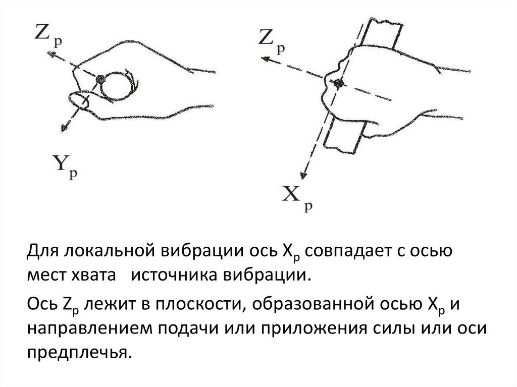 Локальная вибрация. Направление осей при измерениях общей и локальной вибрации. Оси локальной вибрации. Источники локальной вибрации.