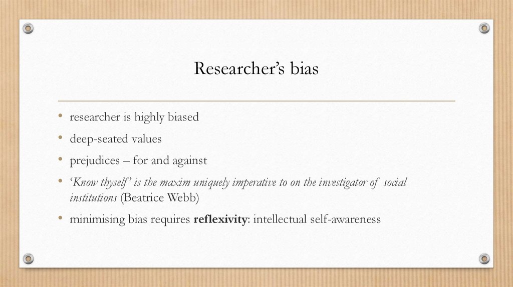 Researcher’s bias
