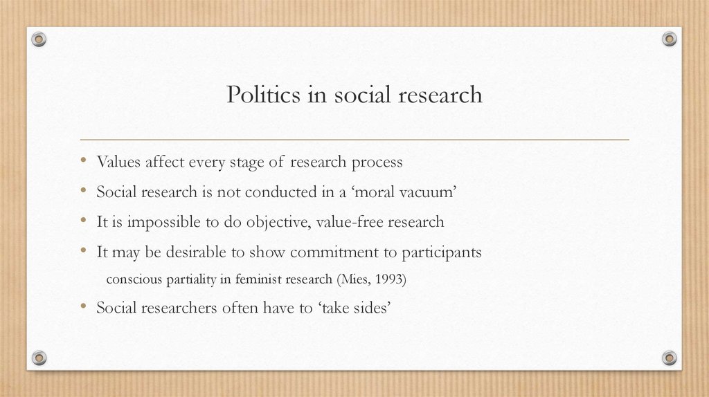 Politics in social research