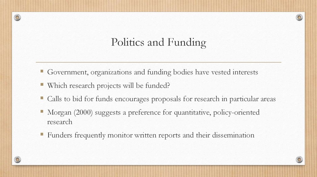 Politics and Funding