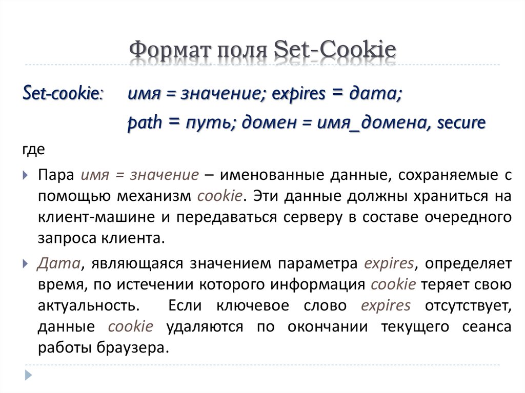 Формат поля Set-Cookie