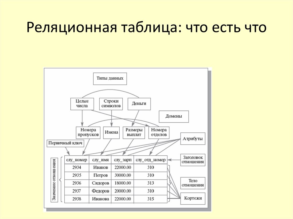 Составляющие баз данных