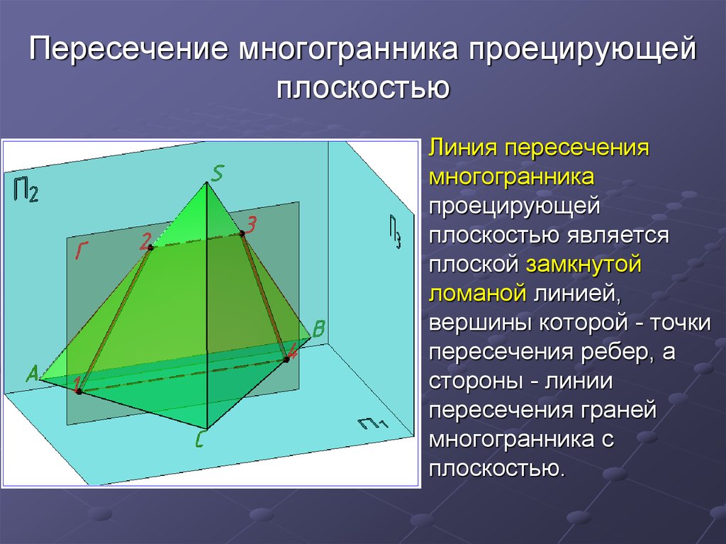 Сечение поверхности и пирамиды. Пересечение многогранников проецирующей плоскостью. Пересечение поверхностей проецирующей плоскостью. Пересечение плоскости с поверхностью многогранника. Проекции многогранников.