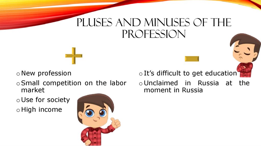 pluses and minuses of the profession
