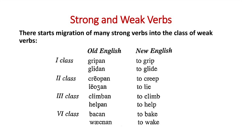 Strong and Weak Verbs