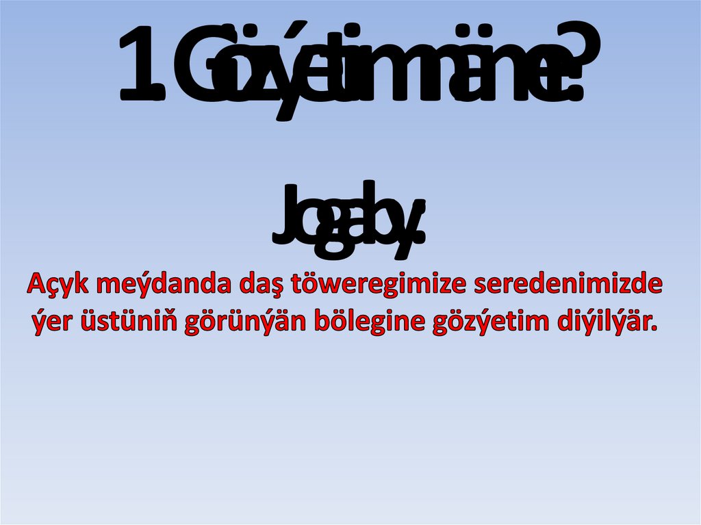 1. Gözýetim näme?