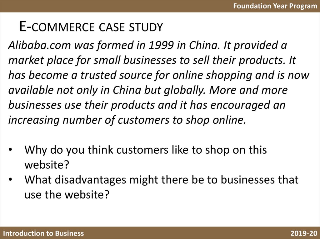 E-commerce case study