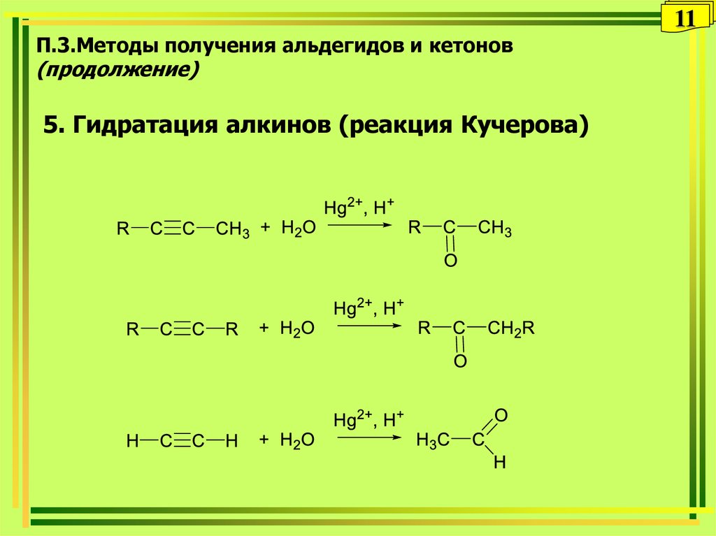 Реакция кучерова альдегиды