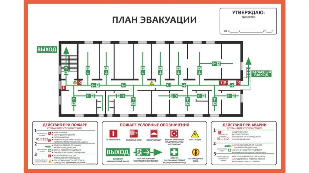 План зс го с указанием всех помещений и находящегося в них оборудования и путей эвакуации