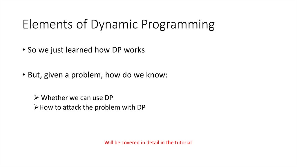 Elements of Dynamic Programming