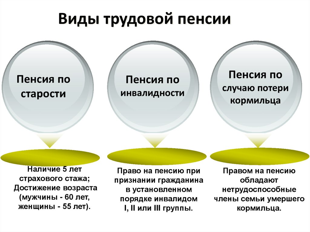 Виды пенсий трудовые и социальные