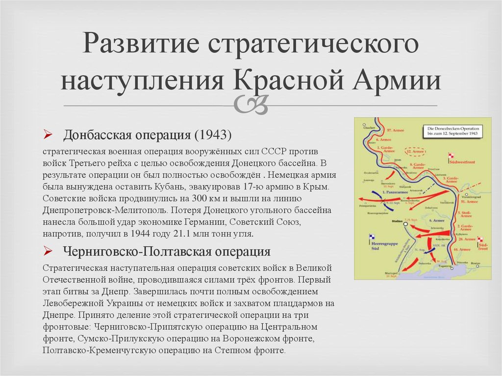 Развитие стратегического наступления Красной Армии