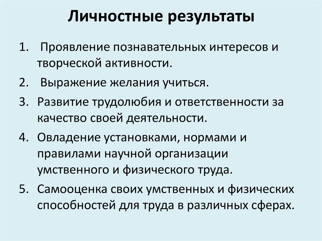 Результаты личности