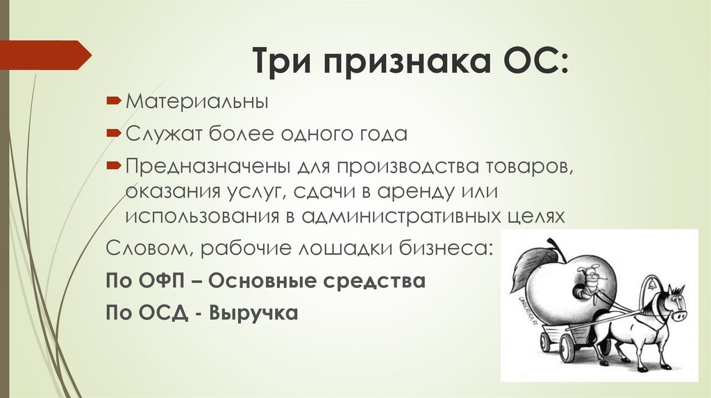 Признаки основных средств