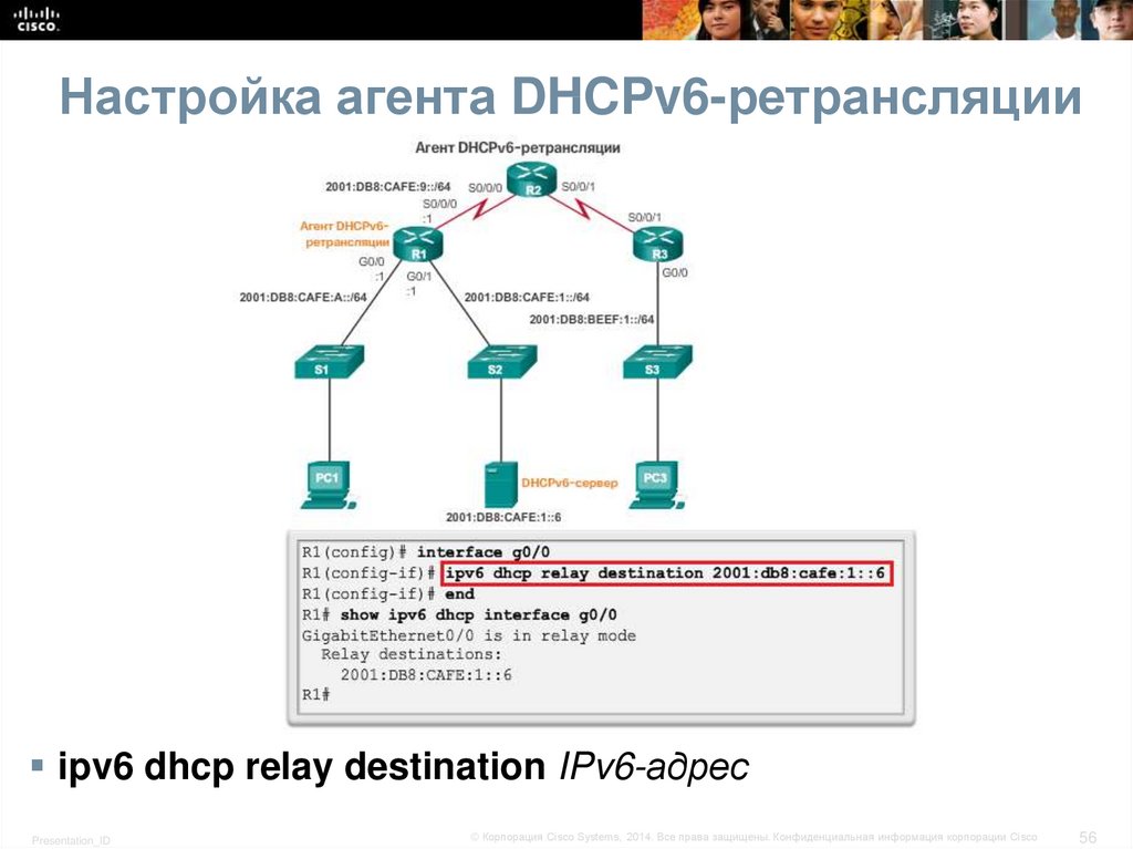 Настройка агента DHCPv6-ретрансляции