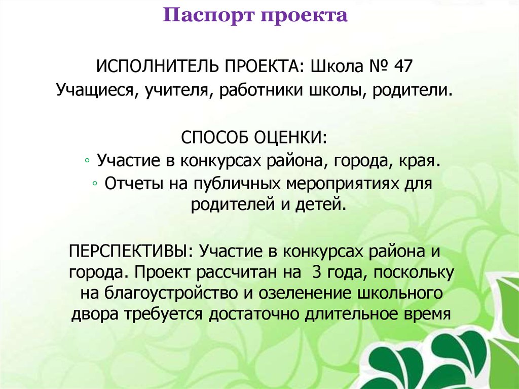 Край заключение. Паспорт проекта социального работника. Паспорт проекта школа номер 15.