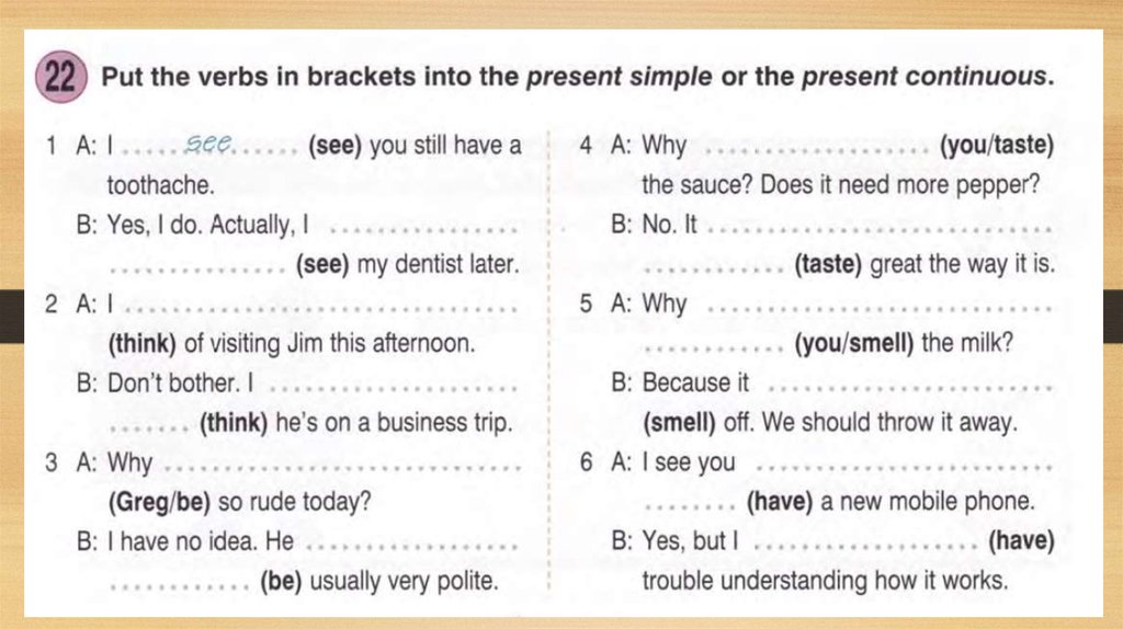 Презентация present simple and present continuous 6 класс